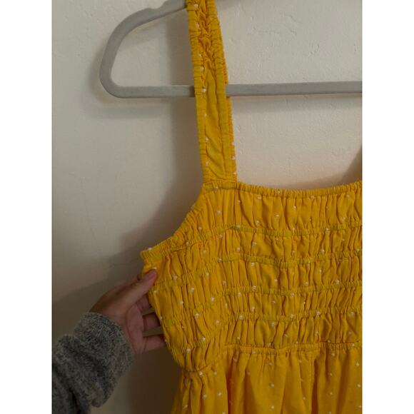 Urban Outfitters Romper Women's XS Yellow White Dots Cleo Embroidered Tie Back - Picture 3 of 10